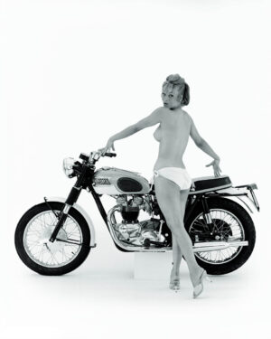 Nude Gal with Triumph Motorcycle